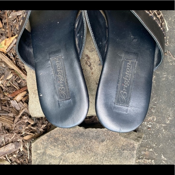 Brighton Thong Sandal Size 8.5M Animal Print & Bronze Leather Heart Rhinestone. - Picture 5 of 11